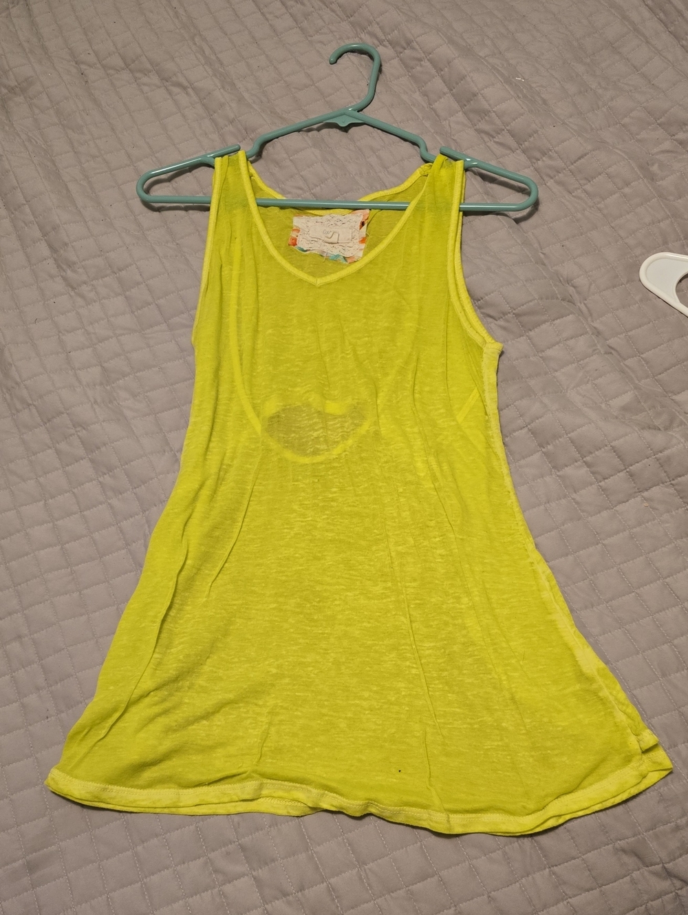 Cupio, Translucent Bright Lime Yellow Tank Top